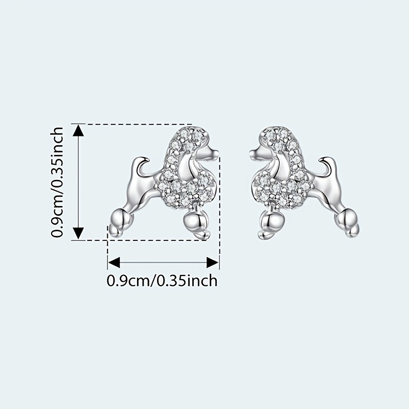 2pcs Women's S925 Pure Silver Original Poodle Stud Earrings